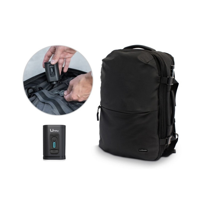 Lagart Mochila de Viaje Vacuum 20L Extensible a 42L - Medidas 48x30x20cm - Vaciador de Aire Incluido - Bolsillo Trasero Anti-ro