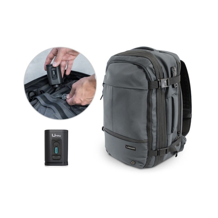 Lagart Mochila de Viaje Vacuum 20L Extensible a 42L - Medidas 48x30x20cm - Vaciador de Aire Incluido - Bolsillo Trasero Anti-ro