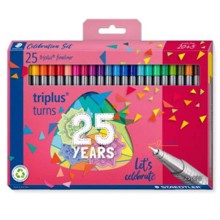 Staedtler Triplus Fineliner 334 Pack de 25 Rotuladores de Punta Fina - Trazo 0.3mm Aprox - Tinta Base de Agua - Colores Surtido