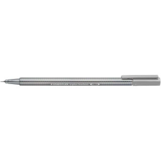 Staedtler Triplus Fineliner 334 Rotulador de Punta Fina - Trazo de 0.3mm - Tinta Base de Agua - Color Gris Plata