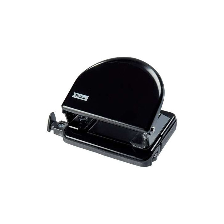 Petrus 52 Taladro Perforador Clasico Metalico - Hasta 20 Hojas - Marcas de Formato - Facil Vaciado - Punzones 5.5mm - Color Neg