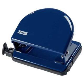 Petrus 52 Taladro Perforador Clasico Metalico - Hasta 20 Hojas - Marcas de Formato - Facil Vaciado - Punzones 5.5mm - Color Azu