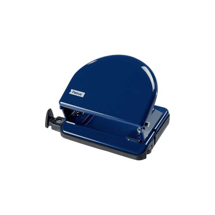 Petrus 52 Taladro Perforador Clasico Metalico - Hasta 20 Hojas - Marcas de Formato - Facil Vaciado - Punzones 5.5mm - Color Azu