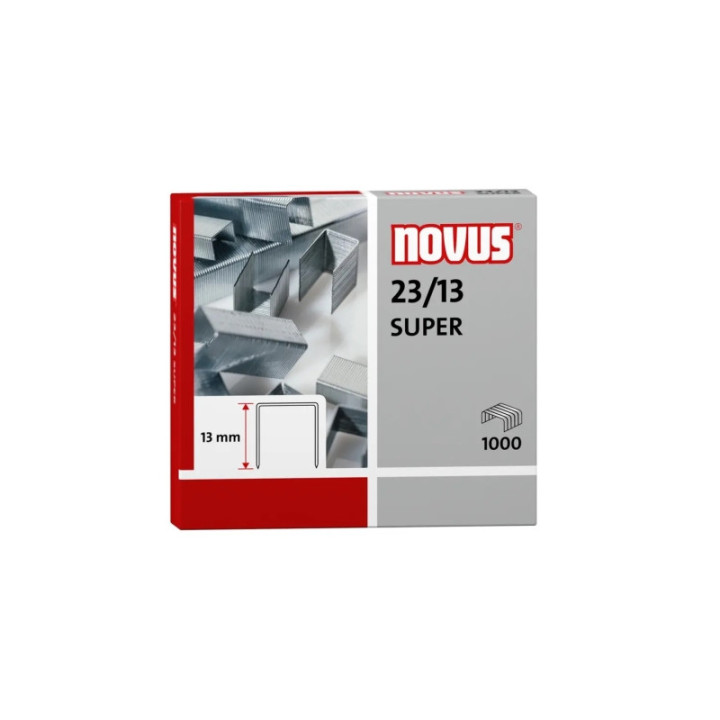 Novus 23/13 Super Caja de 1000 Grapas 23/13 Galvanizadas para Grapadoras de Gruesos