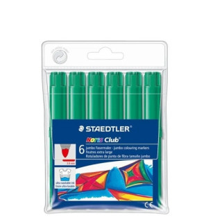 Staedtler Noris Jumbo 340 Pack de 6 Rotuladores Jumbo - Punta de Fibra - Trazo 3mm - Tapa Ventilada - Color Verde
