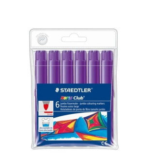 Staedtler Noris Jumbo 340 Pack de 6 Rotuladores Jumbo - Punta de Fibra - Trazo 3mm - Tapa Ventilada - Color Violeta