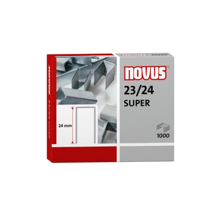 Novus 23/24 Super Caja de 1000 Grapas 23/24 Galvanizadas para Grapadoras de Gruesos