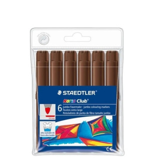 Staedtler Noris Jumbo 340 Pack de 6 Rotuladores Jumbo - Punta de Fibra - Trazo 3mm - Tapa Ventilada - Color Marron