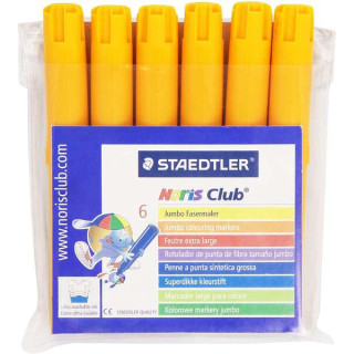 Staedtler Noris Watercolour 340 Pack de 6 Rotuladores de Gran Tamaño - Trazo 3mm Aprox - Lavable Facilmente - Tinta Base de Ag