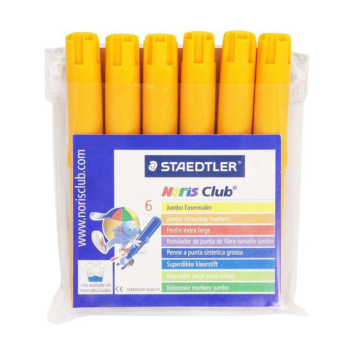 Staedtler Noris Watercolour 340 Pack de 6 Rotuladores de Gran Tamaño - Trazo 3mm Aprox - Lavable Facilmente - Tinta Base de Ag