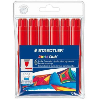 Staedtler Noris Watercolour 340 Pack de 6 Rotuladores de Gran Tamaño - Trazo 3mm Aprox - Lavable Facilmente - Tinta Base de Ag