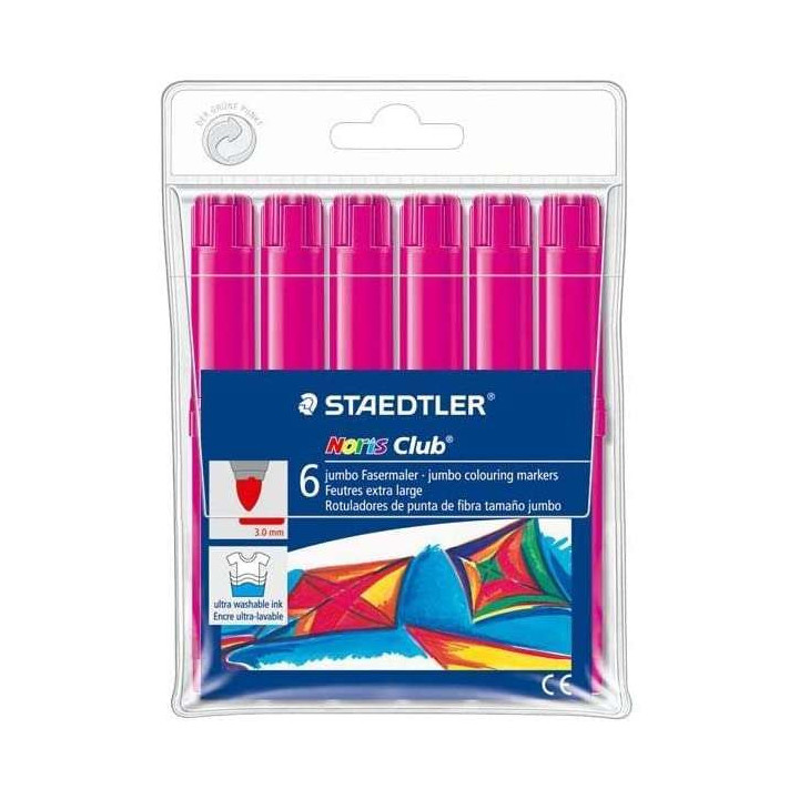 Staedtler Noris Watercolour 340 Pack de 6 Rotuladores de Gran Tamaño - Trazo 3mm Aprox - Lavable Facilmente - Tinta Base de Ag