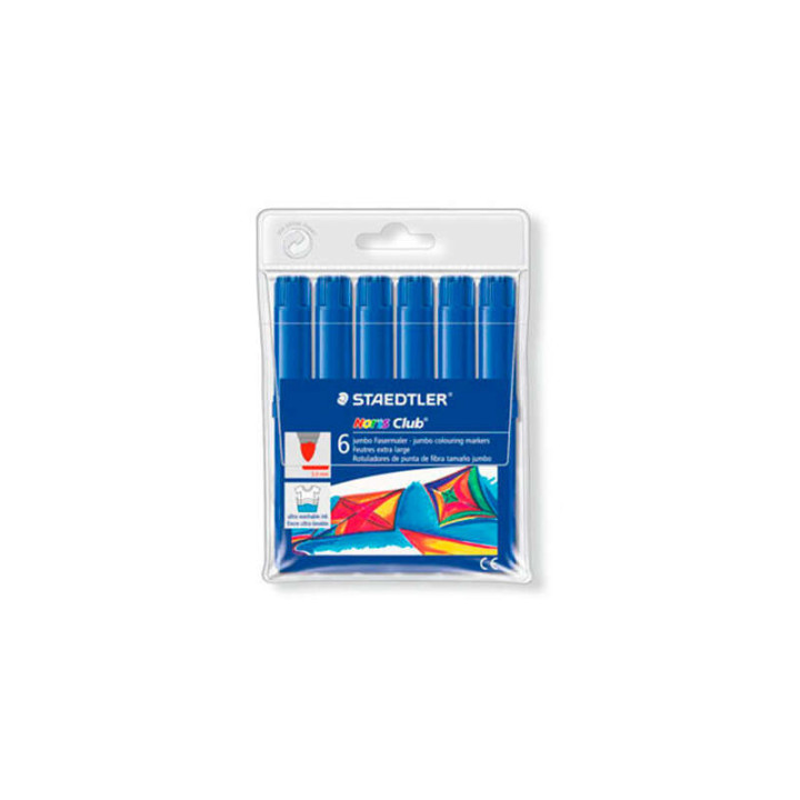 Staedtler Noris Watercolour 340 Pack de 6 Rotuladores de Gran Tamaño - Trazo 3mm Aprox - Lavable Facilmente - Tinta Base de Ag