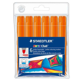 Staedtler Noris Watercolour 340 Pack de 6 Rotuladores de Gran Tamaño - Trazo 3mm Aprox - Lavable Facilmente - Tinta Base de Ag