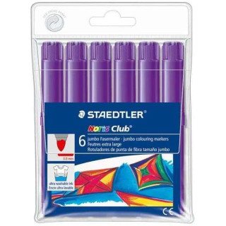 Staedtler Noris Watercolour 340 Pack de 6 Rotuladores de Gran Tamaño - Trazo 3mm Aprox - Lavable Facilmente - Tinta Base de Ag