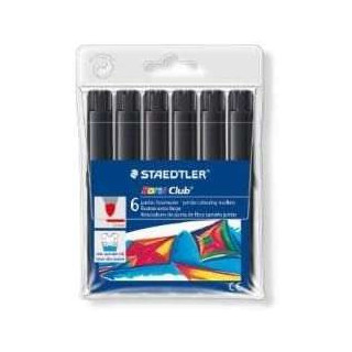 Staedtler Noris Watercolour 340 Pack de 6 Rotuladores de Gran Tamaño - Trazo 3mm Aprox - Lavable Facilmente - Tinta Base de Ag