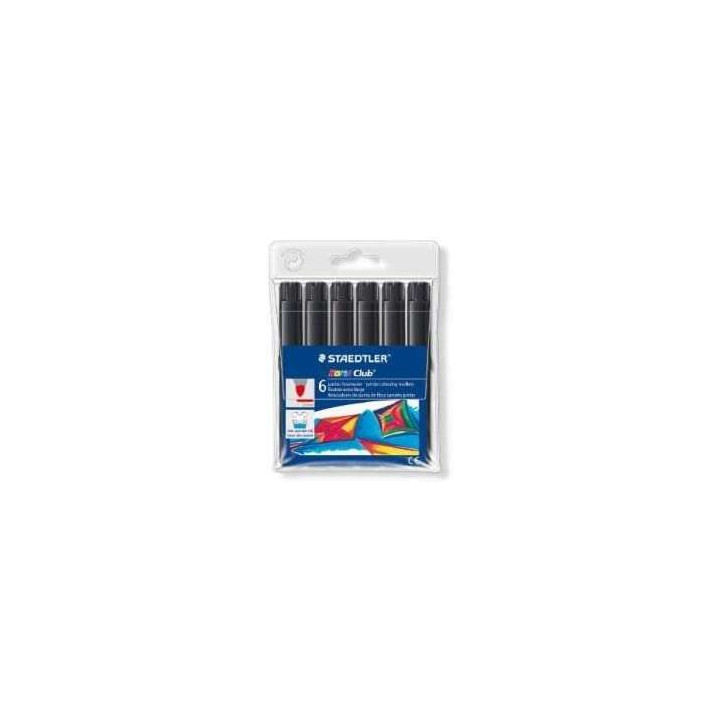 Staedtler Noris Watercolour 340 Pack de 6 Rotuladores de Gran Tamaño - Trazo 3mm Aprox - Lavable Facilmente - Tinta Base de Ag