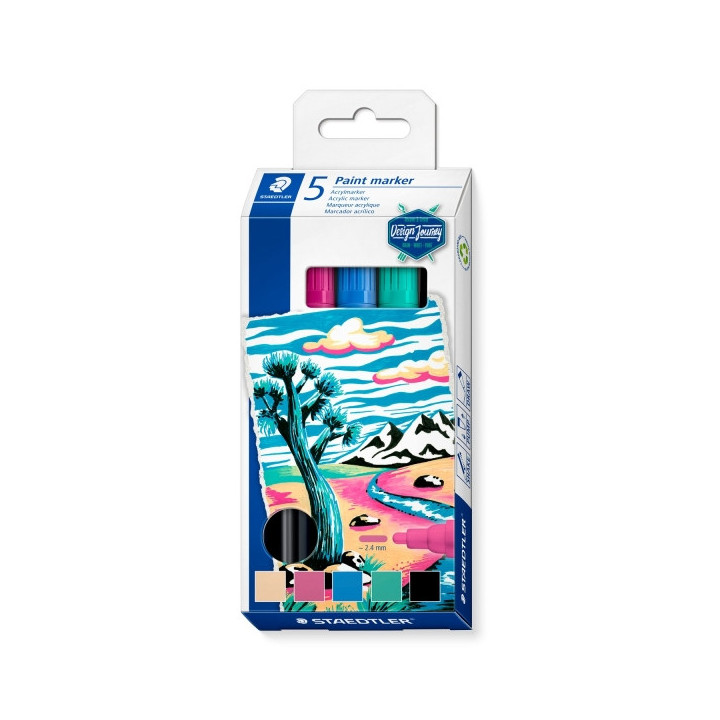 Staedtler Lumocolor 349 Pack de 5 Marcadores de Pintura - Trazo 2.4 mm Aprox - Colores Surtidos