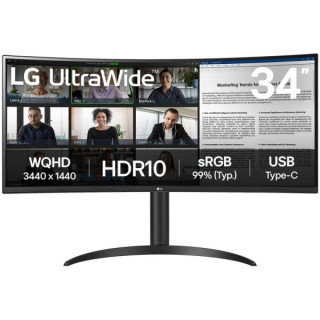 LG Ultrawide Monitor 34" Curvo LED VA WQHD 100Hz - Respuesta 5ms - Angulo de Vision 178º - Ajustable en Altura e Inclinacion -