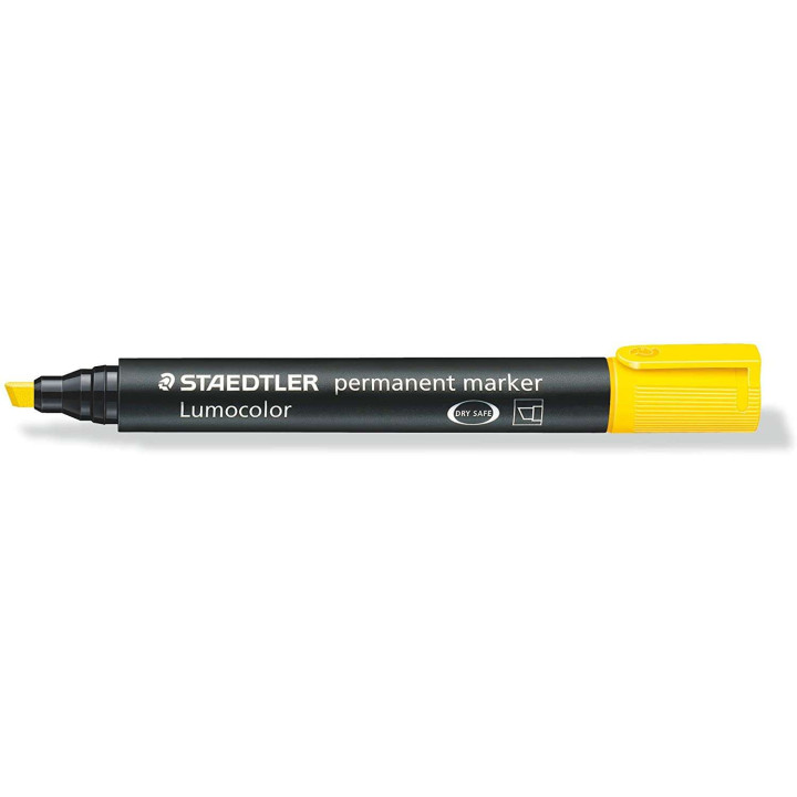 Staedtler Lumocolor 350 Rotulador Permanente - Punta Biselada 2-5mm aprox. - Tinta Base de Alcohol - Secado Rapido - Color Amar