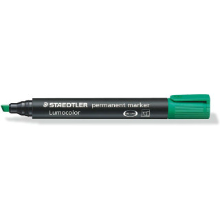 Staedtler Lumocolor 350 Rotulador Permanente - Punta Biselada 2-5mm aprox. - Tinta Base de Alcohol - Secado Rapido - Color Verd