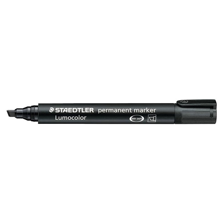 Staedtler Lumocolor 350 Rotulador Permanente - Punta Biselada 2-5mm aprox. - Tinta Base de Alcohol - Secado Rapido - Color Negr
