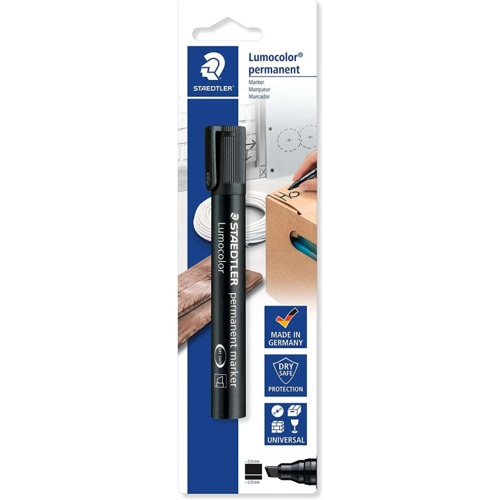 Staedtler Lumocolor 350 Pack de 1 Rotulador Permanente con Punta Biselada - Punta 2-5mm - Tinta Antisecado - Recargable - Color