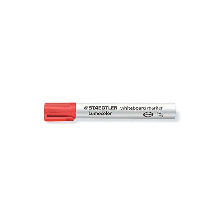 Staedtler Lumocolor 351 Rotulador para Pizarra - Punta Redonda - Trazo 2mm - Capuchon con Clip - Color Rojo