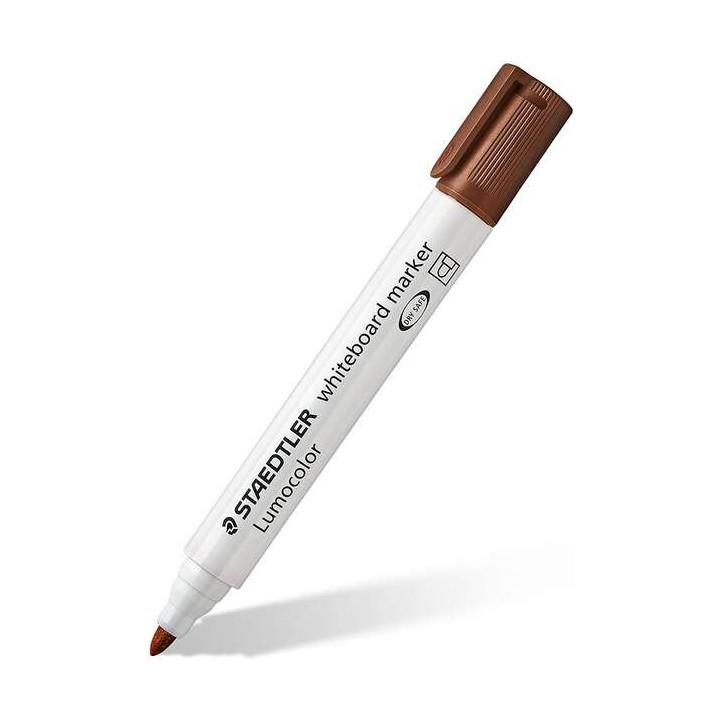 Staedtler Lumocolor 351 Rotulador para Pizarra Blanca - Punta Redonda - Trazo 2mm - Capuchon con Clip - Color Marron