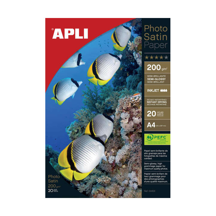 Apli Papel Fotografico Photosatin A4 200g 20 Hojas