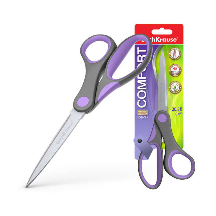 Erichkrause Tijeras Comfort - Cuchillas de Acero Inoxidable - Afilado Doble Avanzado - Resistente a La Corrosion - Mangos Ergon