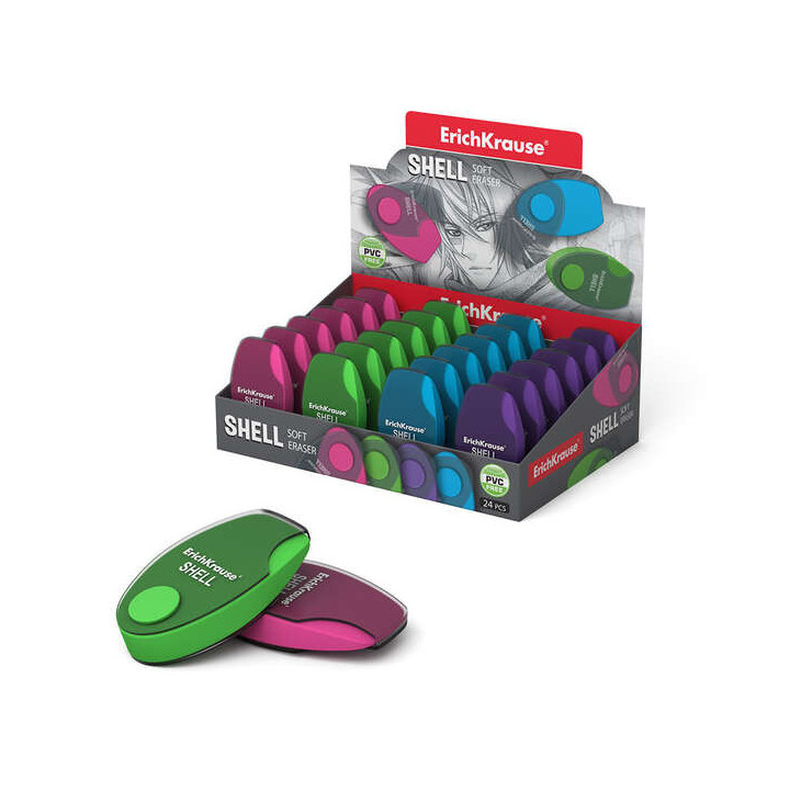Erichkrause Shell Borrador Suave de Forma Original - Fabricado de Caucho Termoplastico Hipoalergenico - Carcasa Protectora de P