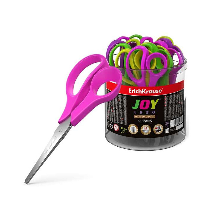 Erichkrause Tijeras Joy Ergo - Cuchillas de Acero Inoxidable - Extremos Redondeados - Resistente a La Corrosion - Mangos Ergono