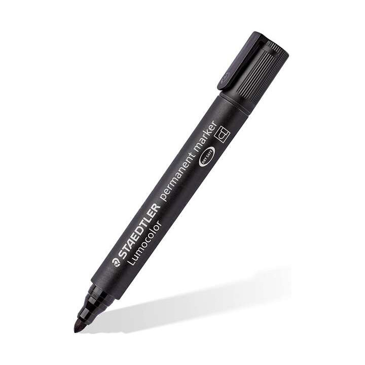 Staedtler Lumocolor 352 Rotulador Permanente - Punta Redonda - Trazo 2mm Aprox - Capuchon con Clip - Secado Rapido - Color Negr
