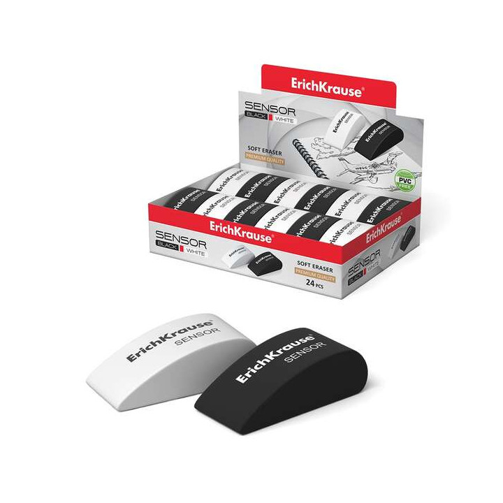 Erichkrause Sensor Goma de Borrar - Caucho Termoplastico Hipoalergenico - Sin PVC - Borrador Suave de Forma Original - Color Bl