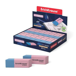 Erichkrause Hybrid Borrador de Doble Cara - Diferente Grado de Dureza - Caucho Termoplastico Hipoalergenico - Color Rosado y Az