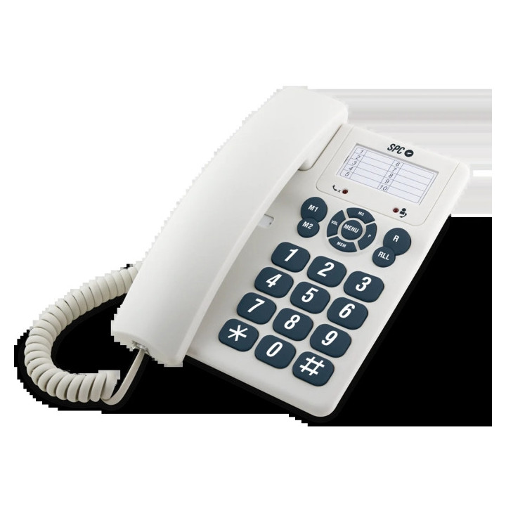 SPC Original Telefono Fijo Teclas Extragrandes - Diferentes Niveles de Timbre - 3 Memorias Directas - Para Mesa y Pared - Color
