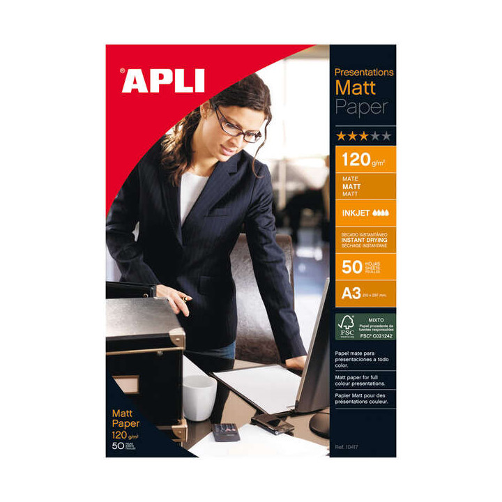 Apli Papel Fotografico Matt A3 120g 50 Hojas