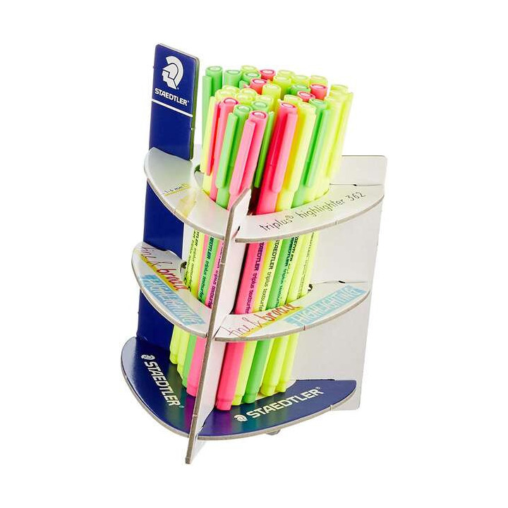 Staedtler Triplus Textsurfer 362 Expositor de 30 Rotuladores Fluorescentes - Trazo 1 - 4mm Aprox - Tinta Base de Agua - Colores