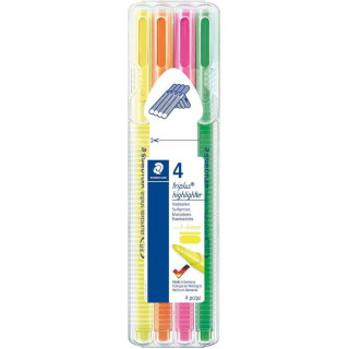 Staedtler Triplus Textsurfer 362 Pack de 4 Marcadores Fluorescentes - Trazo 1 - 4mm Aprox - Tina Base de Agua - Colores Surtido