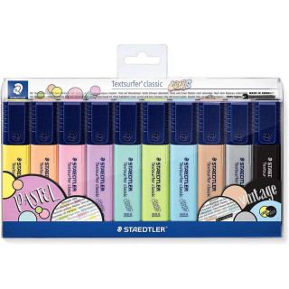 Staedtler Textsurfer Classic 364 Pack de 10 Marcadores Fluorescentes - Secado Rapido - Trazo 1 - 5mm - Colores Surtidos