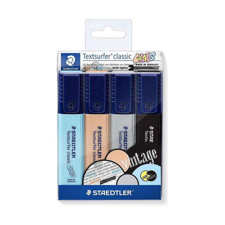 Staedtler Textsurfer Classic 364 Pack de 4 Marcadores Fluorescentes - Secado Rapido - Trazo 1 - 5mm Aprox - Colores Surtidos