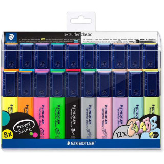 Staedtler Textsurfer Classic 364 Pack de 20 Marcadores Fluorescentes - Punta Biselada - Trazo entre 1 - 5mm - Tinta con Base de