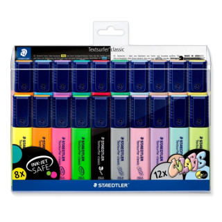 Staedtler Textsurfer Classic 364 Pack de 20 Marcadores Fluorescentes - Punta Biselada 1 - 5mm Aprox - Secado Rapido - Colores S