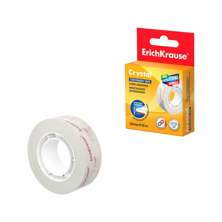 Erichkrause Cinta Adhesiva Crystal - 18mmx33m - Transparente