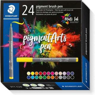 Staedtler 371 Pack de 24 Rotuladores Punta de Pincel Suave - Colores Vivos y Brillantes - No Amarillea con el Paso del Tiempo -