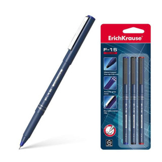 Erichkrause F-15 Pack de 3 Rotuladores Punta Fina - Trazo de 0.6mm - Clip Metalico - Color Negro