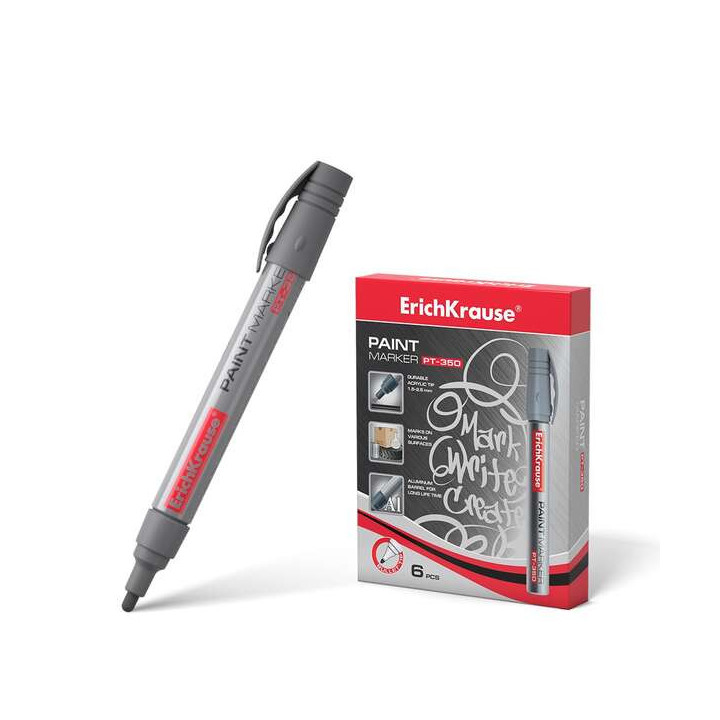 ErichKrause Pt-350 Marcador de Pintura - Sistema de Suministro de Tinta de Valvula - Cuerpo de Aluminio Resistente - Punta en F