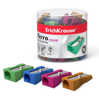 Erichkrause Ferro Color Sacapuntas de Aluminio con Agarre Ergonomico - Orificio de 8mm - Cuchilla de Acero al Carbono - Colores