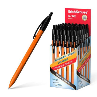 Erichkrause Boligrafo Automatico R-301 Naranja Matic 07 - Cuerpo Hexagonal Opaco - Grip - Punta de 07mm - Tinta de Secado Rapid
